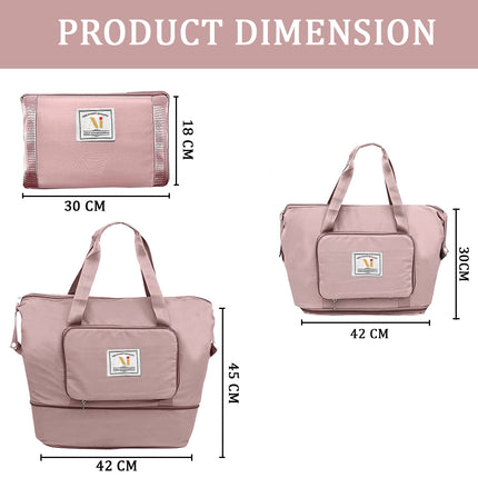 Ankit International Foldable Travel Duffel Bag for Women | Large Capacity Waterproof Weekender Tote Bag with Shoe Compartment | Carry-On Gym, Travel & Overnight Bag – Pink