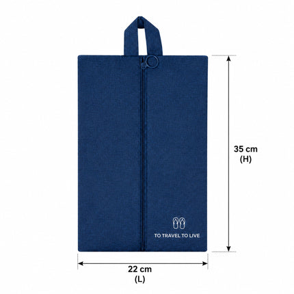 Ankit International Non-Woven Shoe Cover Bag with Handle & Zipper | Travel Shoe Organizer | Dustproof Footwear Storage Bag | Reusable Shoe Storage Pouch for Men & Women Blue