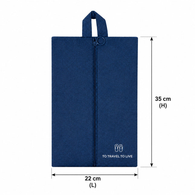 Ankit International Non-Woven Shoe Cover Bag with Handle & Zipper | Travel Shoe Organizer | Dustproof Footwear Storage Bag | Reusable Shoe Storage Pouch for Men & Women Blue