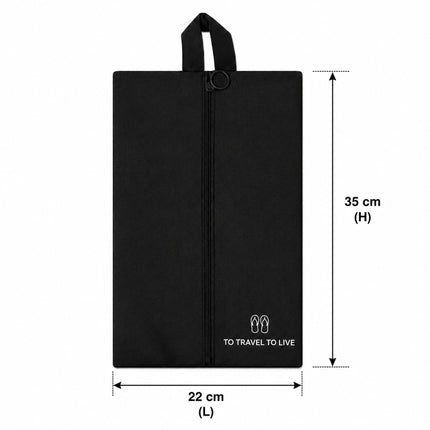Ankit International Non-Woven Shoe Cover Bag with Handle & Zipper | Travel Shoe Organizer | Dustproof Footwear Storage Bag | Reusable Shoe Storage Pouch for Men & Women Black