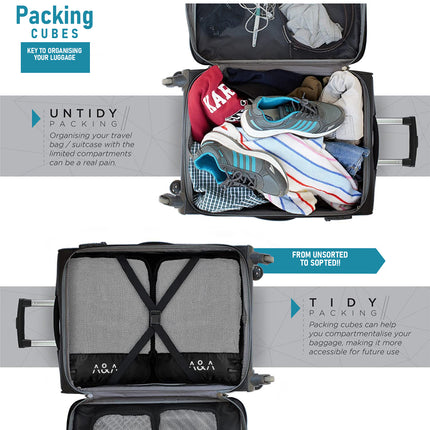 Ankit International Packing Cubes Organizer Bags - Pack of 4 (XL, L, M, S) | Travel Luggage Organizer with Breathable Mesh, Water Resistant Compression Bags for Clothes, Shoes & Toiletries