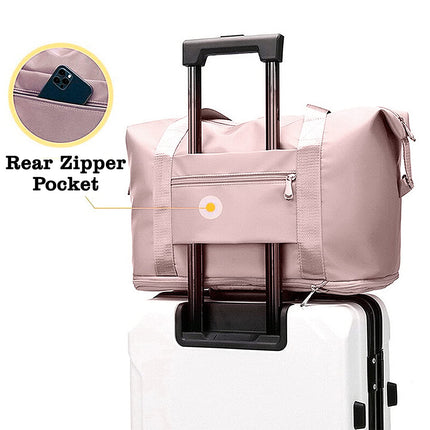 Ankit International Foldable Travel Duffel Bag for Women | Large Capacity Waterproof Weekender Tote Bag with Shoe Compartment | Carry-On Gym, Travel & Overnight Bag – Pink
