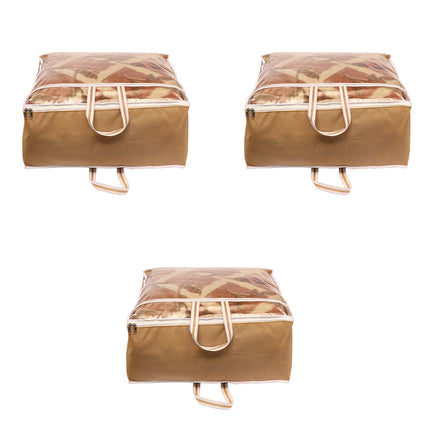 Ankit International Beige Blanket Storage Cover – Large Foldable Quilt & Comforter Storage Organizer Bag with Transparent Window, Dustproof Wardrobe Organizer