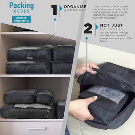 Ankit International Packing Cubes Organizer Bags - Pack of 4 (XL, L, M, S) | Travel Luggage Organizer with Breathable Mesh, Water Resistant Compression Bags for Clothes, Shoes & Toiletries
