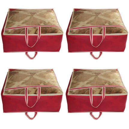 Ankit International Pink Blanket Storage Cover – Large Foldable Quilt & Comforter Storage Organizer Bag with Transparent Window, Dustproof Wardrobe Organizer
