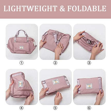 Ankit International Foldable Travel Duffel Bag for Women | Large Capacity Waterproof Weekender Tote Bag with Shoe Compartment | Carry-On Gym, Travel & Overnight Bag – Pink