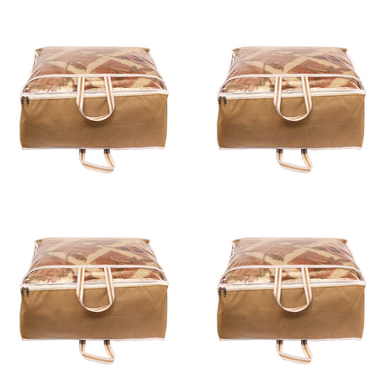 Ankit International Beige Blanket Storage Cover – Large Foldable Quilt & Comforter Storage Organizer Bag with Transparent Window, Dustproof Wardrobe Organizer