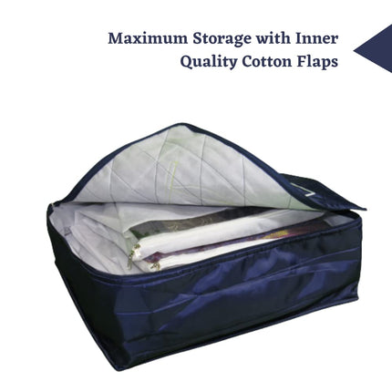 Ankit International Cotton Blanket Storage Cover – Large Quilt & Comforter Storage Bag with Inner Cotton Flap, Transparent Window & Zipper Closure | Wardrobe Organizer