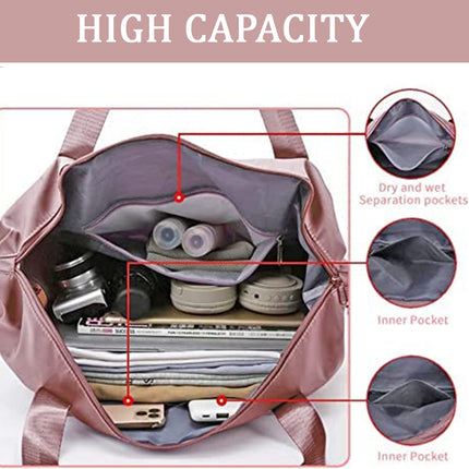 Ankit International Foldable Travel Duffel Bag for Women | Large Capacity Waterproof Weekender Tote Bag with Shoe Compartment | Carry-On Gym, Travel & Overnight Bag – Pink