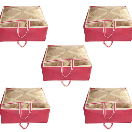 Ankit International Pink Blanket Storage Cover – Large Foldable Quilt & Comforter Storage Organizer Bag with Transparent Window, Dustproof Wardrobe Organizer