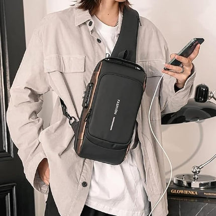 Slim Unisex Crossbody Sling Bag With USB Charging Port