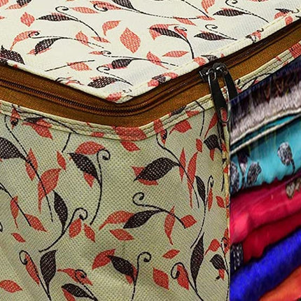 Saree Cover  with Orange/ Black Leaves Design