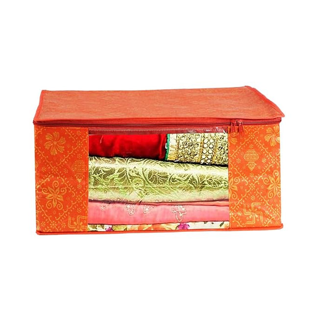 Saree Cover with Orange Gold Design