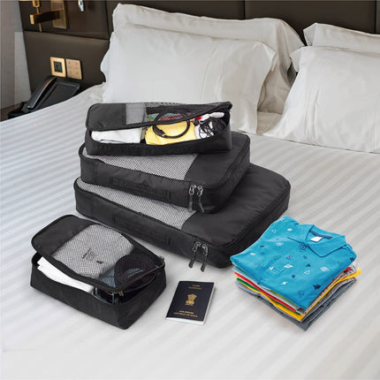 Ankit International Packing Cubes Organizer Bags - Pack of 4 (XL, L, M, S) | Travel Luggage Organizer with Breathable Mesh, Water Resistant Compression Bags for Clothes, Shoes & Toiletries