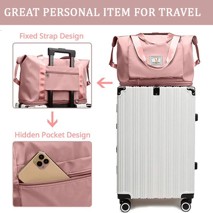 Ankit International Foldable Travel Duffel Bag for Women | Large Capacity Waterproof Weekender Tote Bag with Shoe Compartment | Carry-On Gym, Travel & Overnight Bag – Pink
