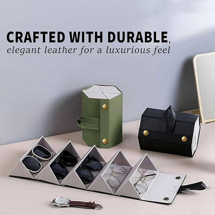 Ankit International Hanging Sunglasses Organizer | Foldable Eyeglasses Storage Case for 5 Glasses | Wall & Wardrobe Hanging Spectacle Holder | Travel Eyewear Organizer