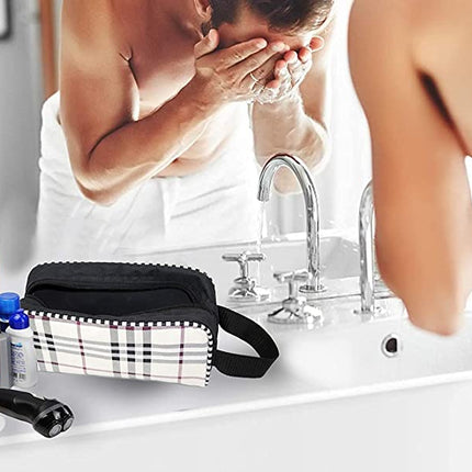 Ankit International 3-in-1 Travel Toiletry Bag Set – Portable Cosmetic & Makeup Organizer Pouch with Zipper, Multi-Purpose Wash Bag for Men & Women (Black Checkered)