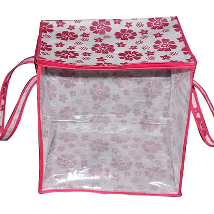 Saree Cover with white and orange Flower Design