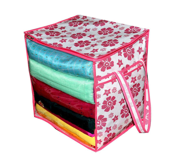 Saree Cover with white and orange Flower Design