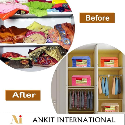 Saree Cover  with Orange/ Black Leaves Design