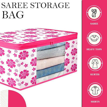 Saree Cover with Pink Floral Design