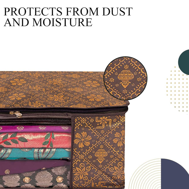 Saree Cover with Brown Floral Design