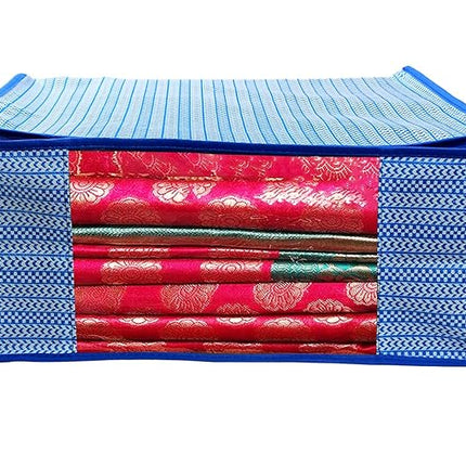 Saree Cover with Geometric Chevron Striped Design