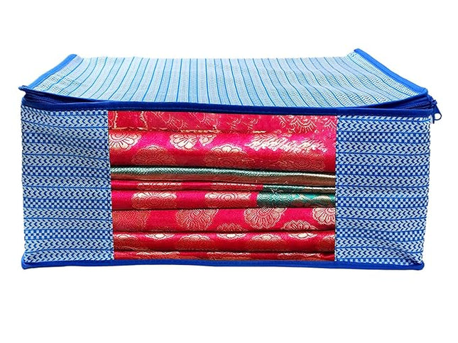 Saree Cover with Geometric Chevron Striped Design