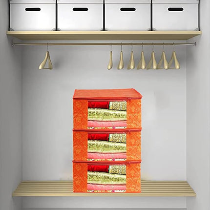 Saree Cover with Orange Gold Design