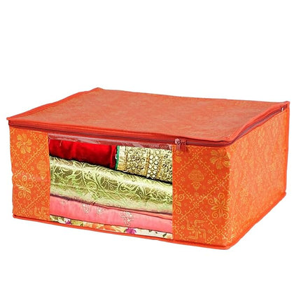 Saree Cover with Orange Gold Design