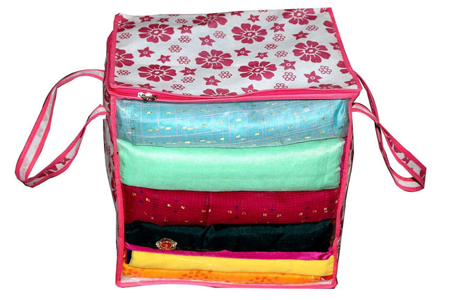 Saree Cover with white and orange Flower Design