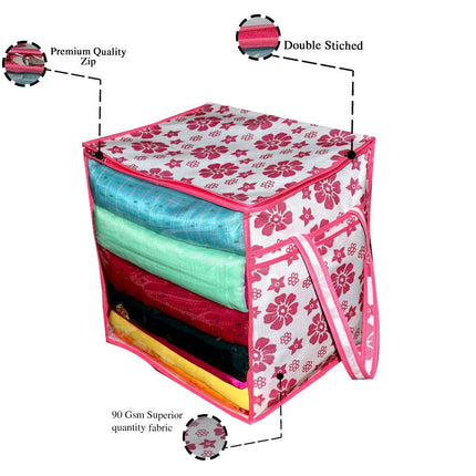 Saree Cover with white and orange Flower Design