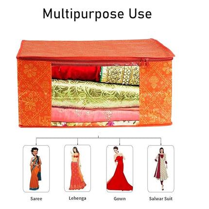 Saree Cover with Orange Gold Design