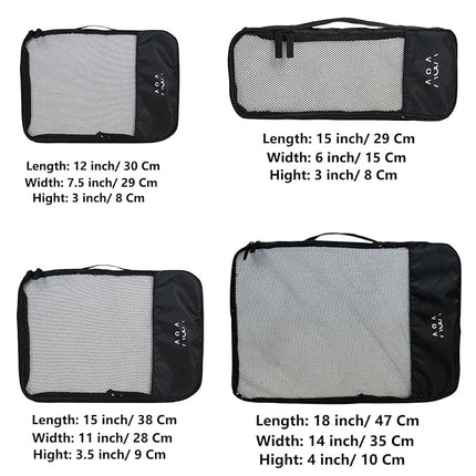 Travel Packing Cubes Set (Black) – Small, Medium, Large & Slim