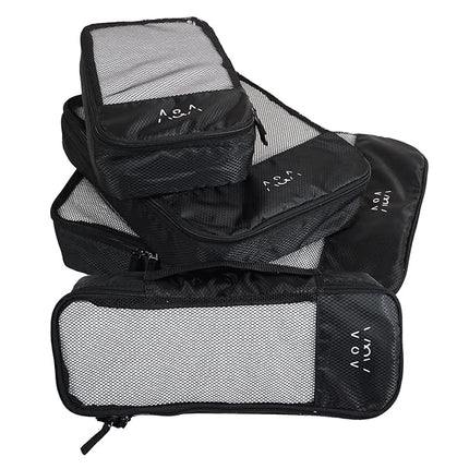 Travel Packing Cubes Set (Black) – Small, Medium, Large & Slim