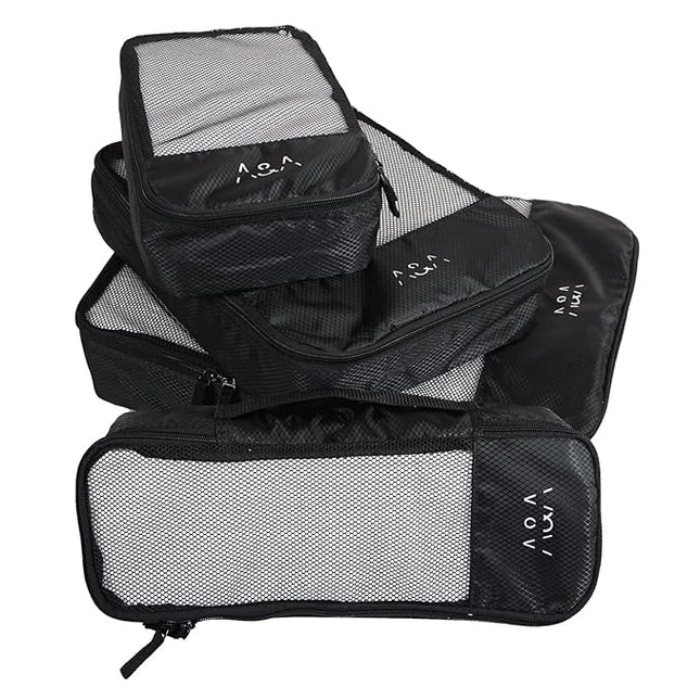 Travel Packing Cubes Set (Black) – Small, Medium, Large & Slim