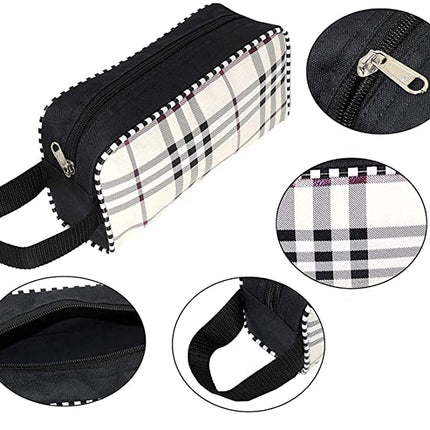 Ankit International 3-in-1 Travel Toiletry Bag Set – Portable Cosmetic & Makeup Organizer Pouch with Zipper, Multi-Purpose Wash Bag for Men & Women (Black Checkered)