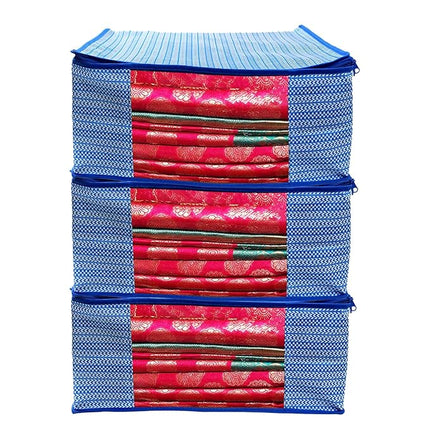 Saree Cover with Geometric Chevron Striped Design