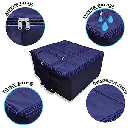 Ankit International Premium Satin Jumbo Blue Clothes Storage Bag with Zipper