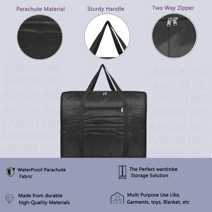 Ankit International Premium Satin Jumbo Black Clothes Storage Bag with Zipper
