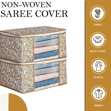 Saree Cover - with Brown Floral Print