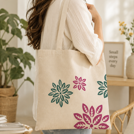 Ankit international Floral Print Cotton Carry Bag Reusable Eco-Friendly Shopping Bag for Women