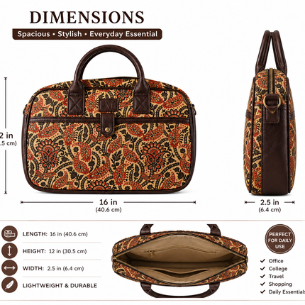 Ankit International 15.6 Inch Laptop Messenger Bag for Women Vintage Paisley Office Business & Travel Bag