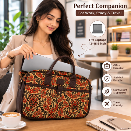 Ankit International 15.6 Inch Laptop Messenger Bag for Women Vintage Paisley Office Business & Travel Bag