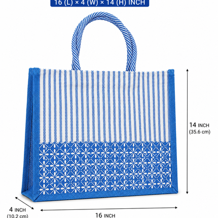 Premium Printed Jute Tote Bag for Women Eco-Friendly Reusable Shopping Grocery Everyday Carry Bag