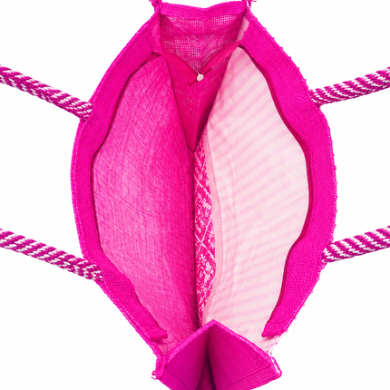 Pink Printed Jute Tote Bag for Women, Reusable Shopping & Grocery Bag