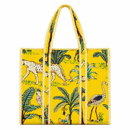 Ankit International Printed Cotton Tote Bag for Women | Floral Designer Handbag | Spacious Reusable Shopping Bag with Long Handles