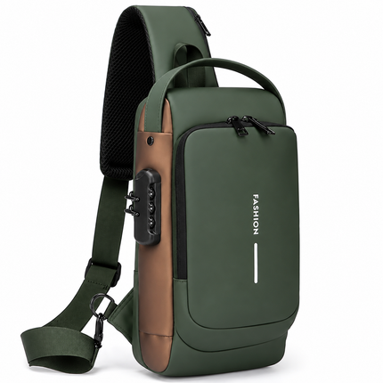 ANKIT INTERNATIONAL Waterproof Polyester Slim Unisex Crossbody Sling Bag With USB Charging Port, Backpack Men's Shoulder Bag, Travel Handbag, Hard Shell Anti-Theft Chest Bag