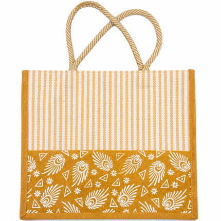 Premium Printed Jute Tote Bag for Women Eco-Friendly Reusable Shopping Grocery Everyday Carry Bag