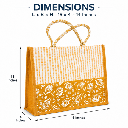 Premium Printed Jute Tote Bag for Women Eco-Friendly Reusable Shopping Grocery Everyday Carry Bag